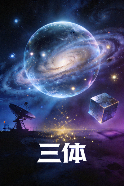科幻剧《三体》官方海报，神秘宇宙背景